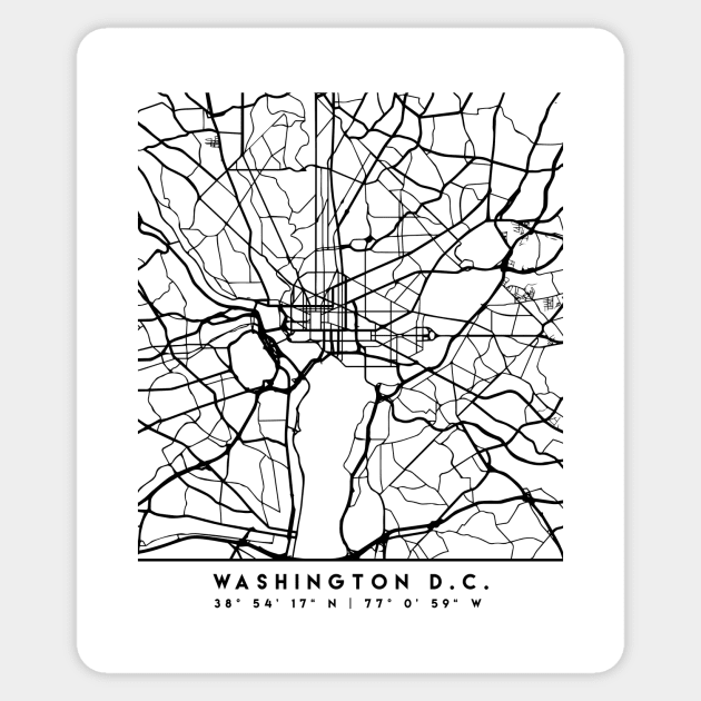 WASHINGTON DC BLACK CITY STREET MAP ART Sticker by deificusArt